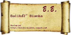 Balikó Bianka névjegykártya